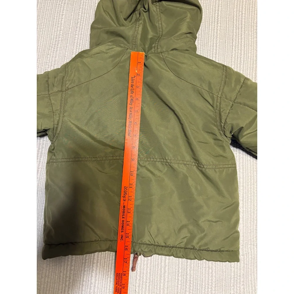 OshKosh Bgosh Boys Olive Green Faux Fur Lined Puffer Jacket Coat Size 5